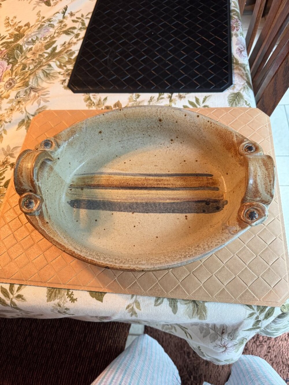 Zappa Pottery Signed Studio Art Stoneware Serving Bowl Platter Handles Colorado